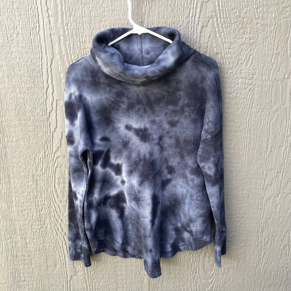 Anthropologie Maeve Size M  Top‎ Tie Dye Thermal Ainsley Waffle Shirt Blue Gray